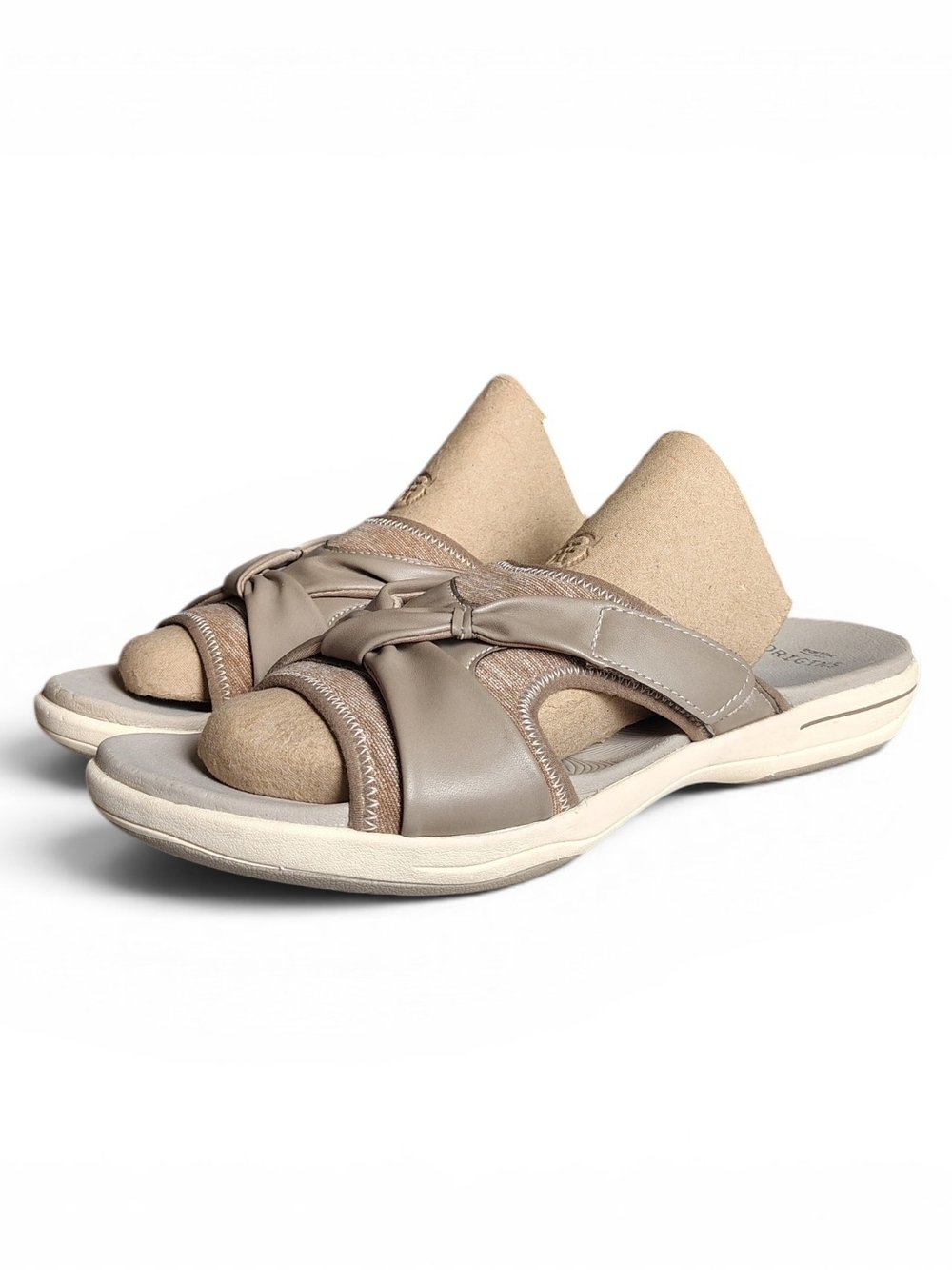 Earth Origins Womens Shyla Slide Sandals Shoes Taupe Colorway Adj. Strap Size 12